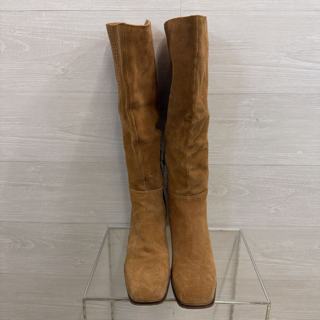 Brown/Camel Leather Suede Tall Boots 11.0