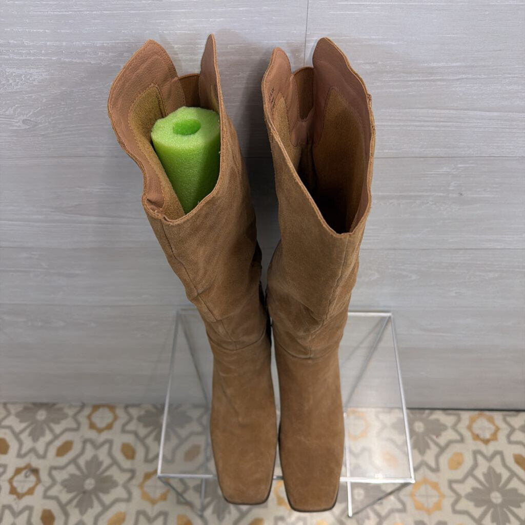 Brown/Camel Leather Suede Tall Boots 11.0