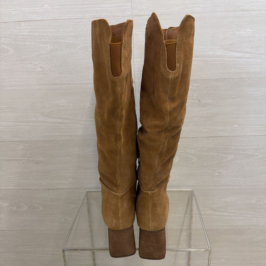 Brown/Camel Leather Suede Tall Boots 11.0