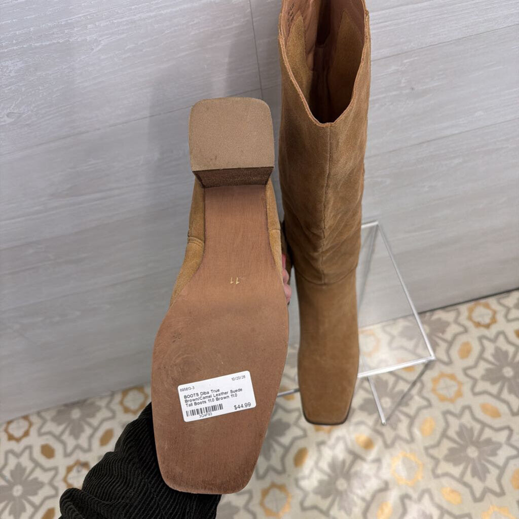 Brown/Camel Leather Suede Tall Boots 11.0