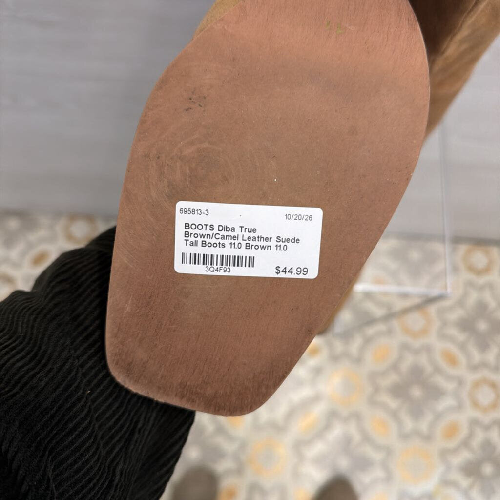 Brown/Camel Leather Suede Tall Boots 11.0