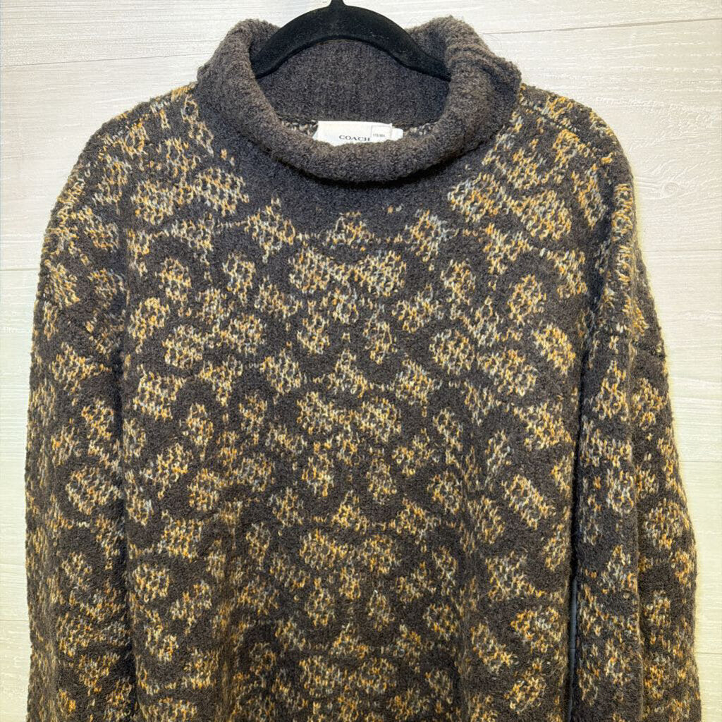 Coach Brown Knit Print Turtleneck Sweater Large