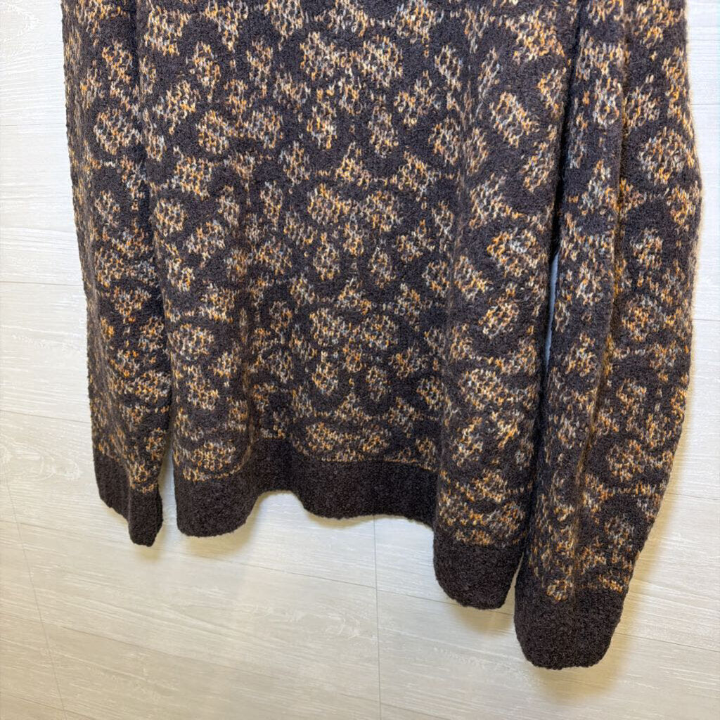 Coach Brown Knit Print Turtleneck Sweater Large