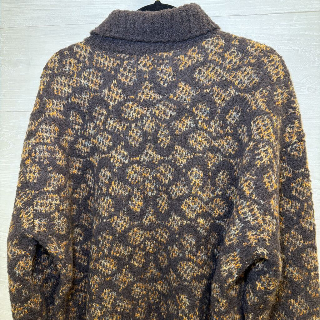 Coach Brown Knit Print Turtleneck Sweater Large