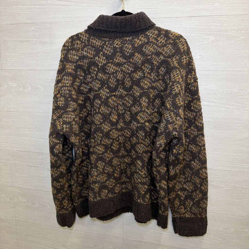 Coach Brown Knit Print Turtleneck Sweater Large