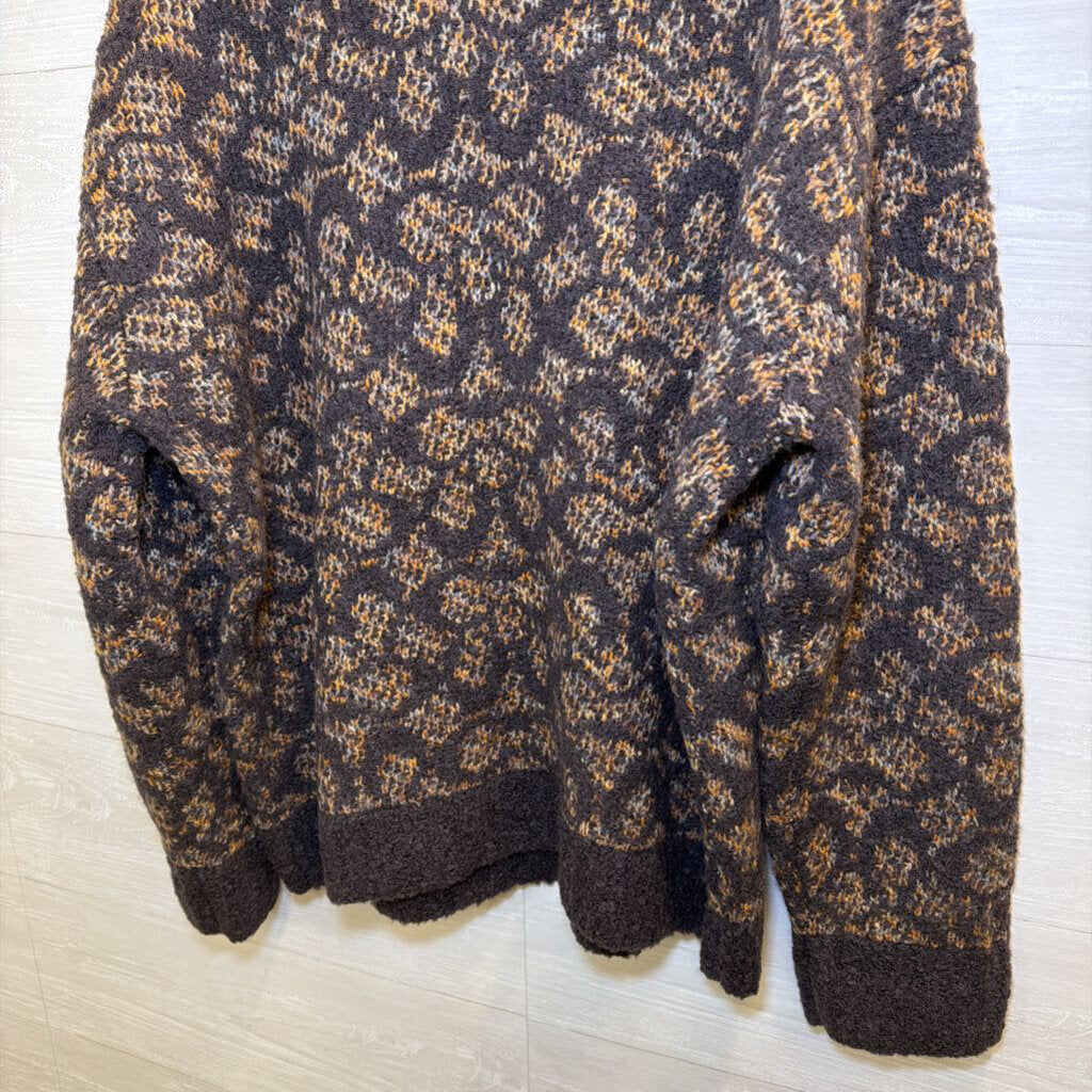 Coach Brown Knit Print Turtleneck Sweater Large