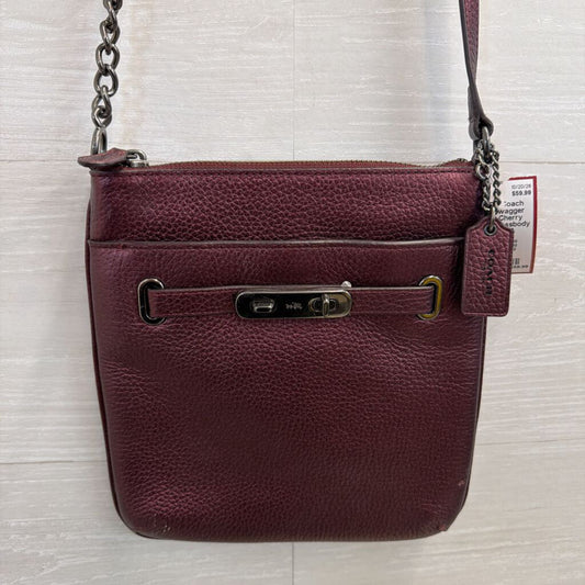 Coach Swagger Metallic Cherry Leather Crossbody