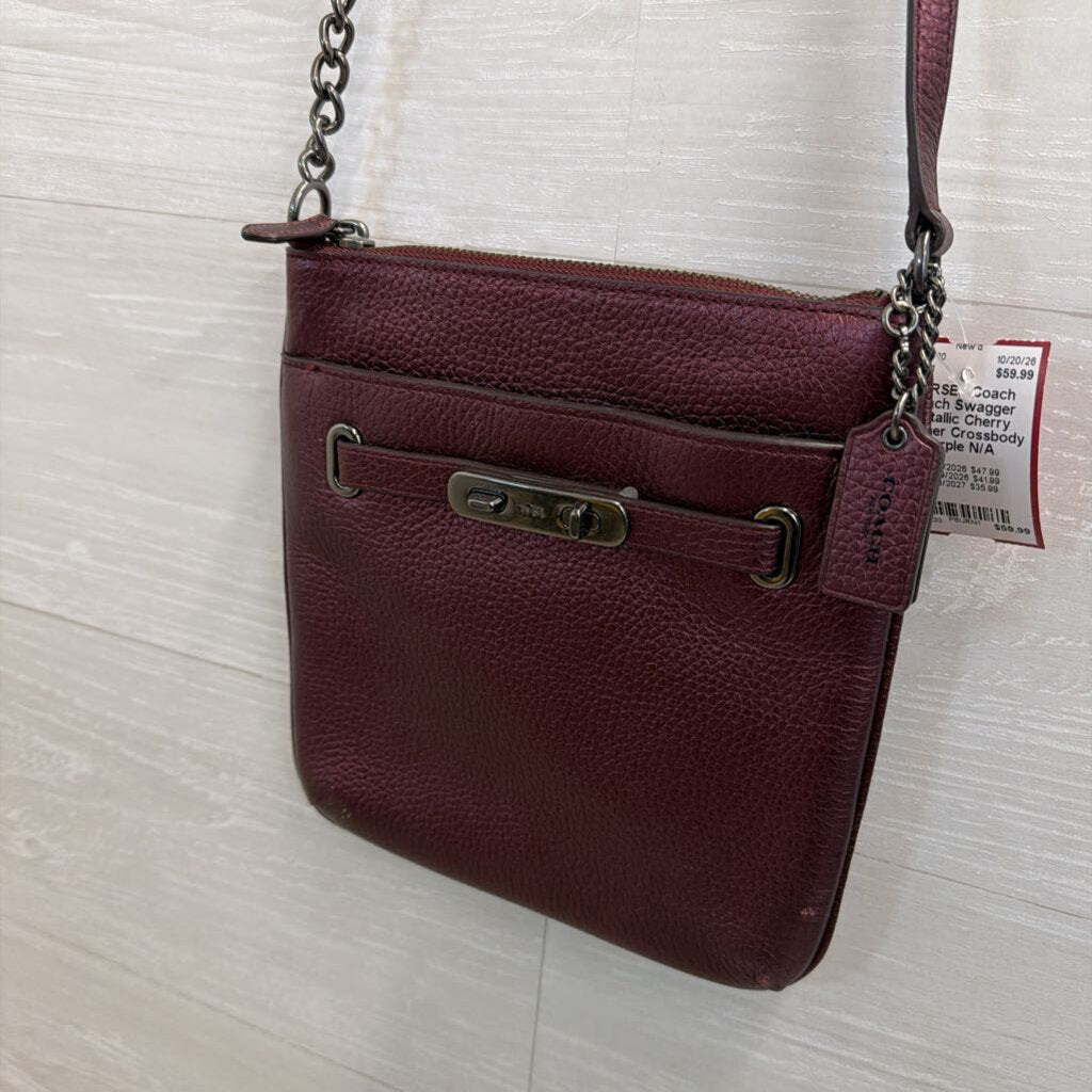 Coach Swagger Metallic Cherry Leather Crossbody