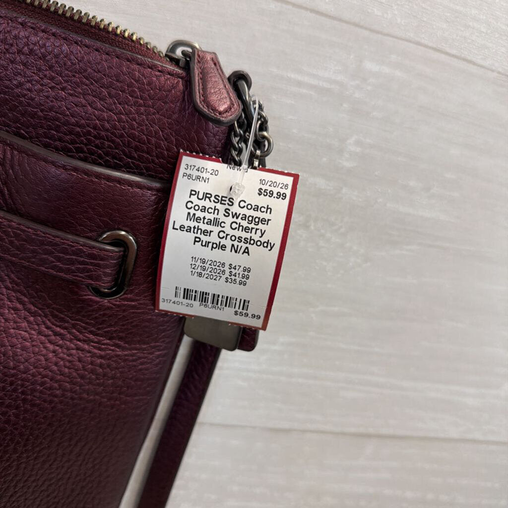 Coach Swagger Metallic Cherry Leather Crossbody