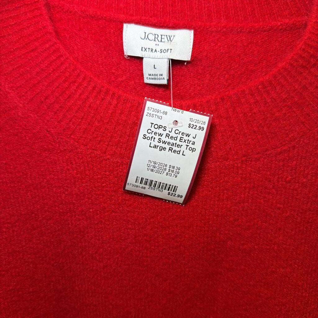 J Crew Red Extra Soft Sweater Top Large