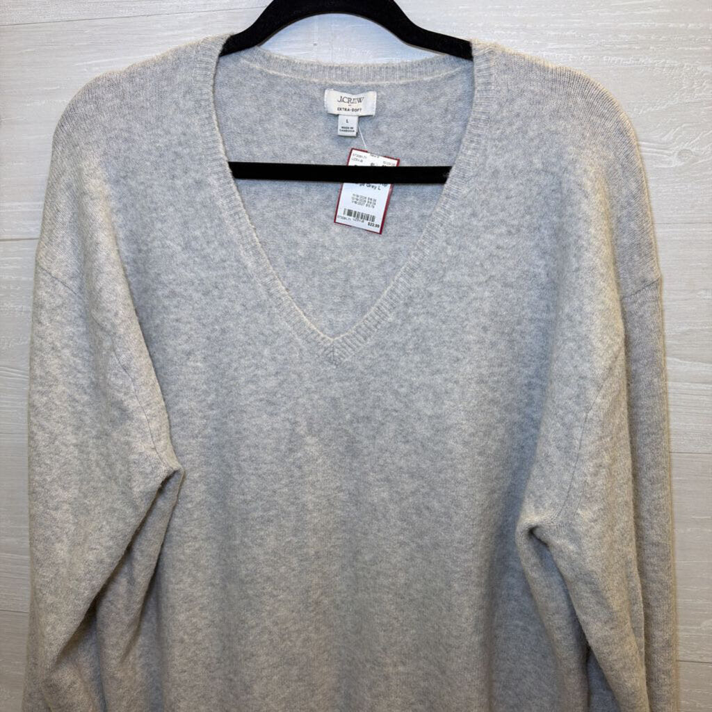 J Crew Grey Extra Soft Sweater Top Large