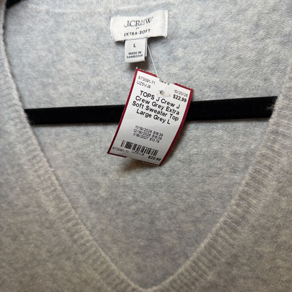 J Crew Grey Extra Soft Sweater Top Large