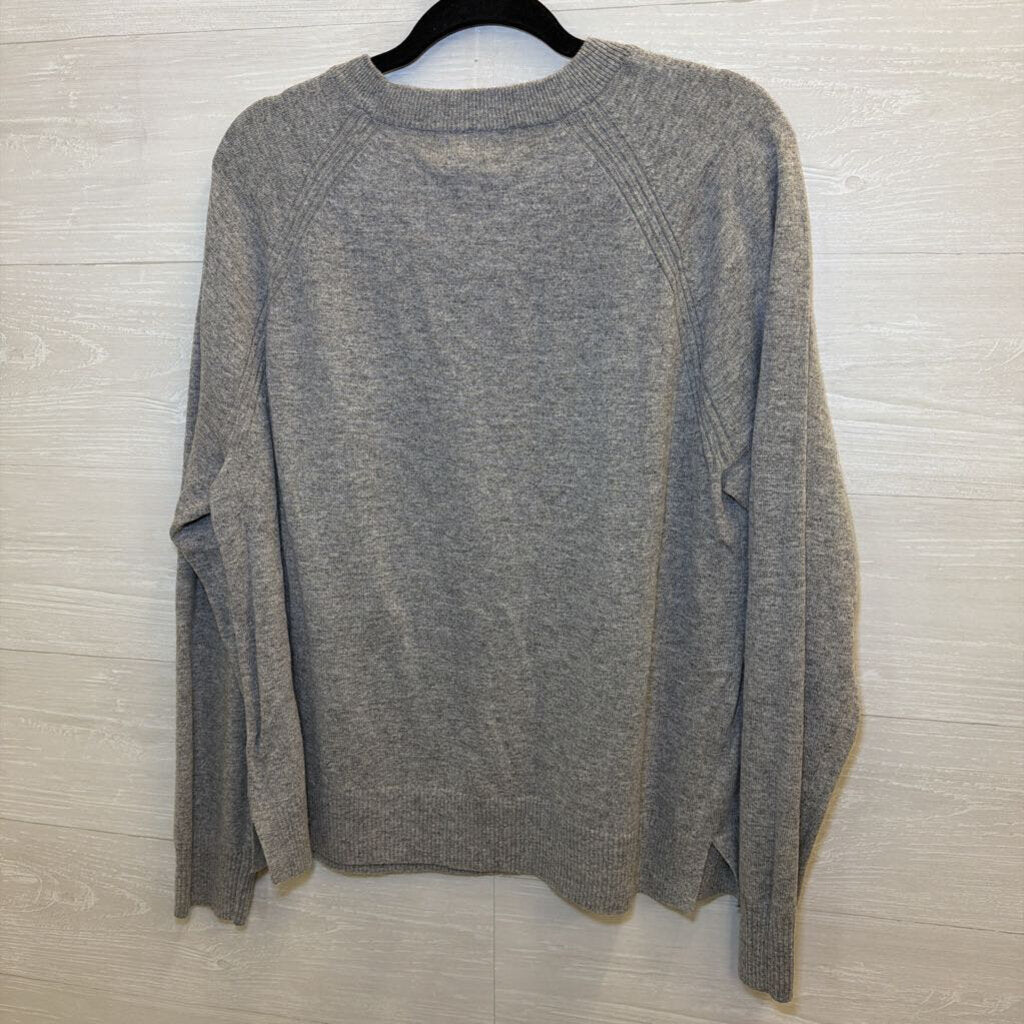 J Crew Grey Knit Long Sleeve Top Large