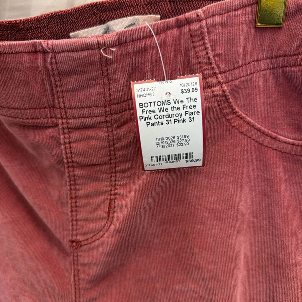 We the Free Pink Corduroy Flare Pants 31