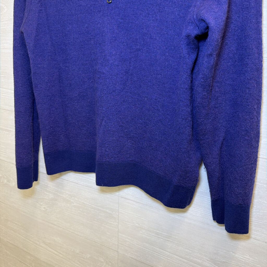 Brooks Brothers Blue Merino Wool Quarter Zip Pullover Large