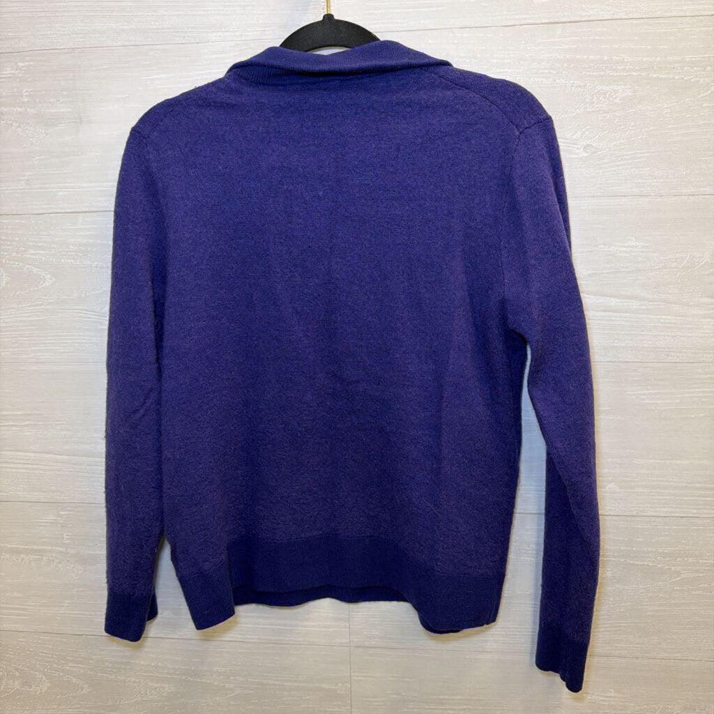 Brooks Brothers Blue Merino Wool Quarter Zip Pullover Large
