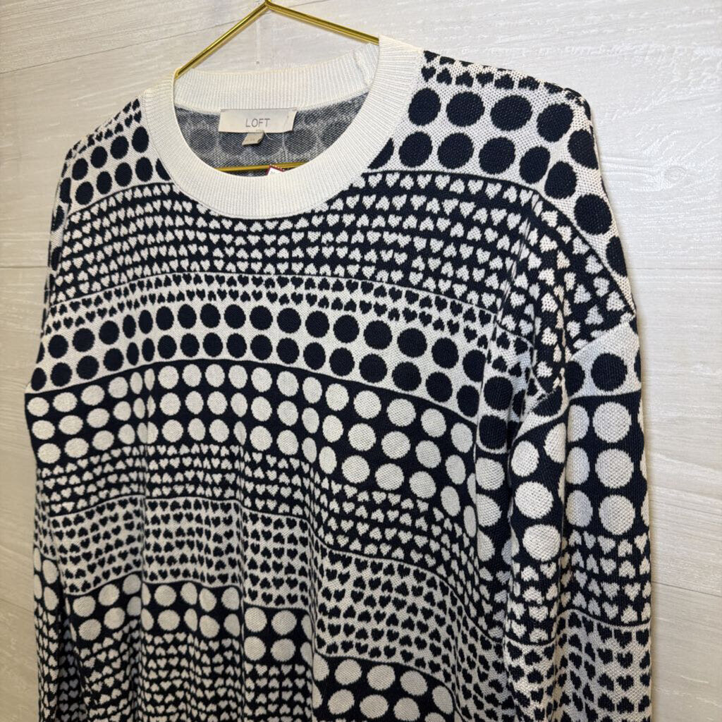 Navy/Cream Printed Heart Circle Sweater Medium