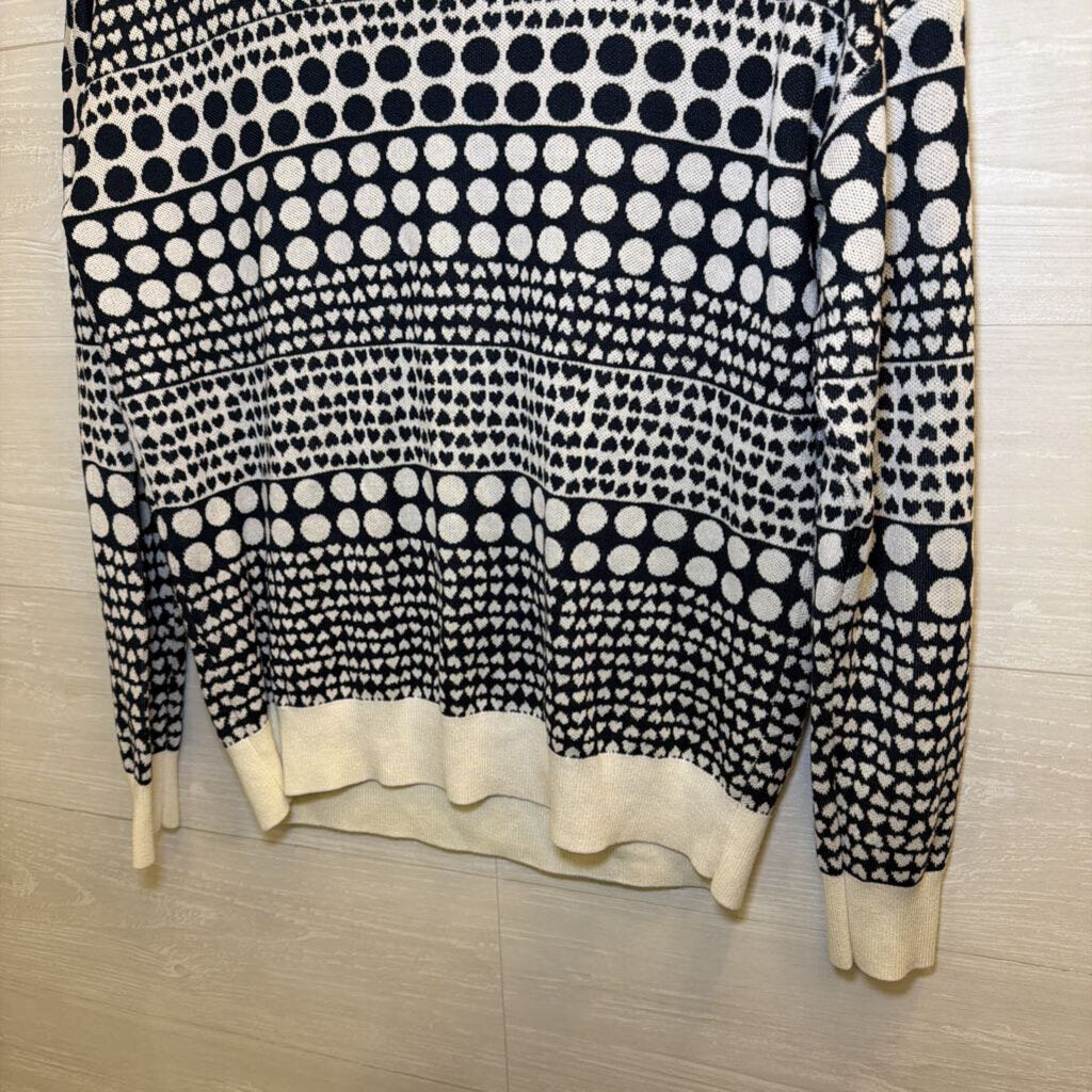Navy/Cream Printed Heart Circle Sweater Medium