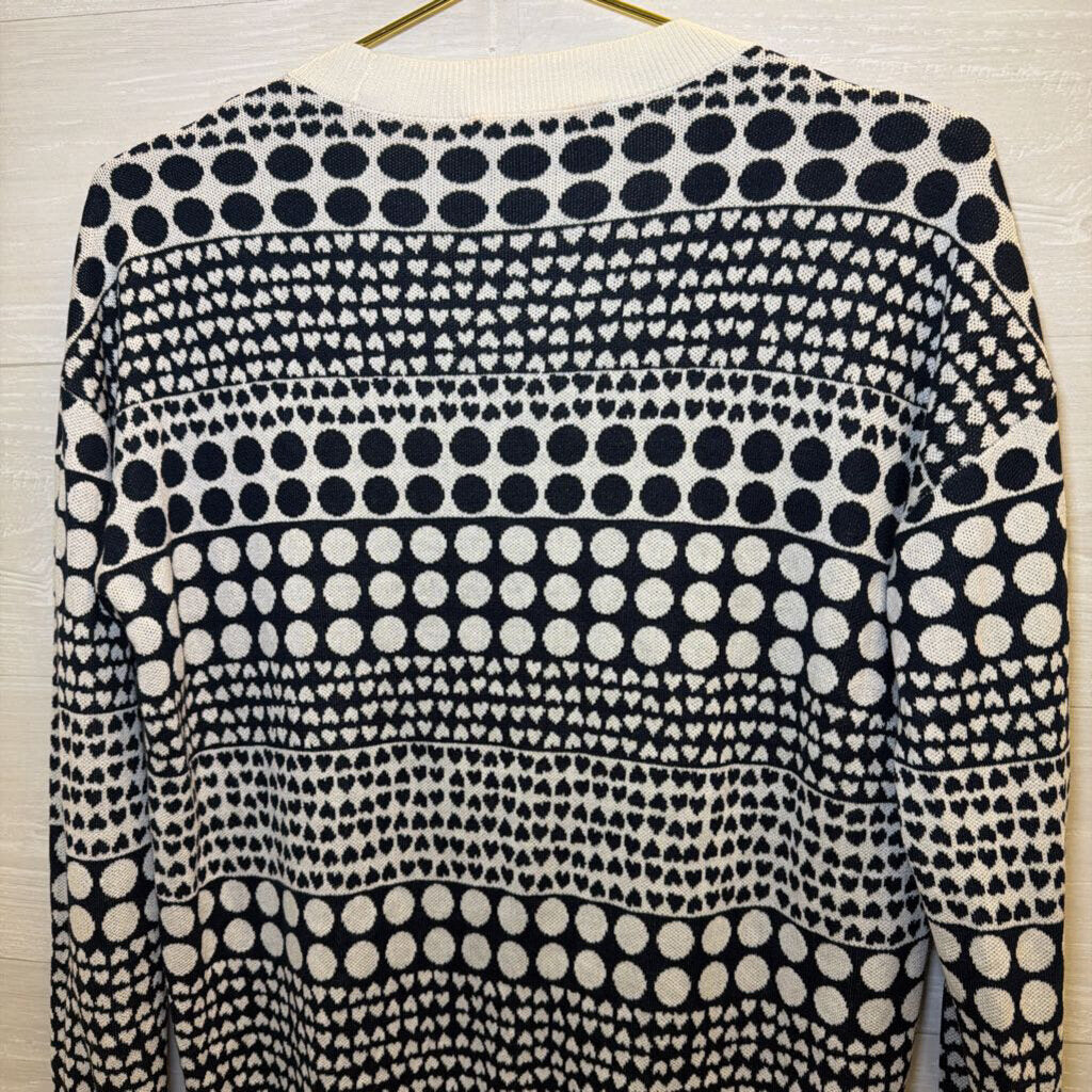 Navy/Cream Printed Heart Circle Sweater Medium