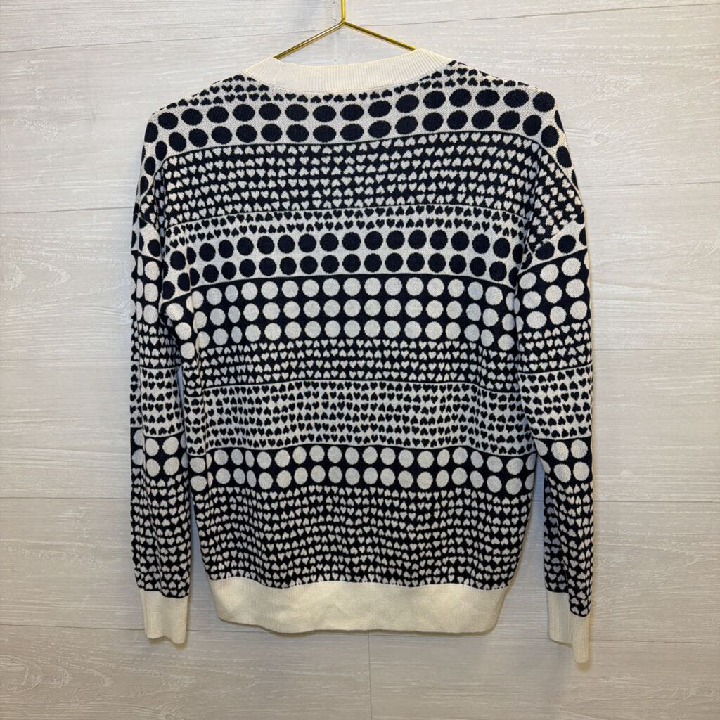 Navy/Cream Printed Heart Circle Sweater Medium