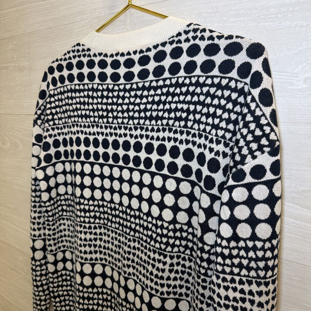 Navy/Cream Printed Heart Circle Sweater Medium