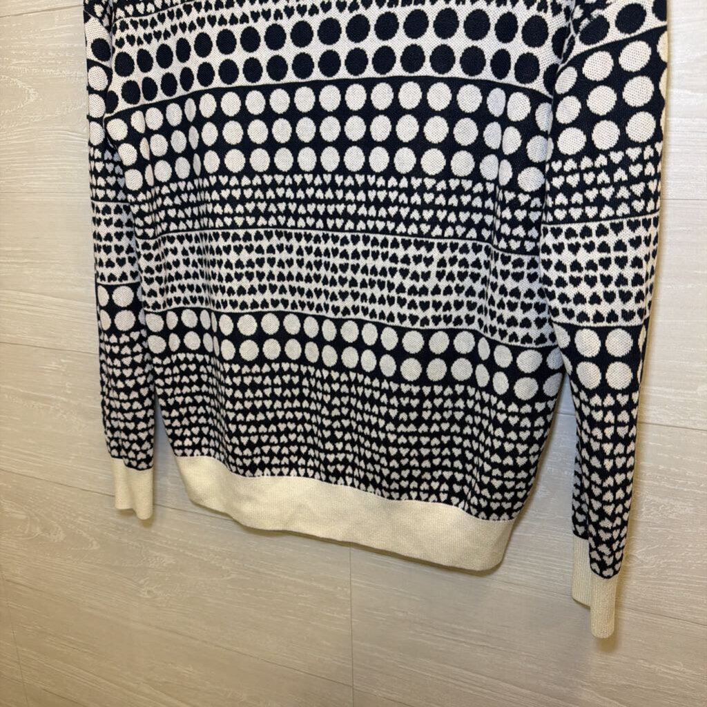 Navy/Cream Printed Heart Circle Sweater Medium