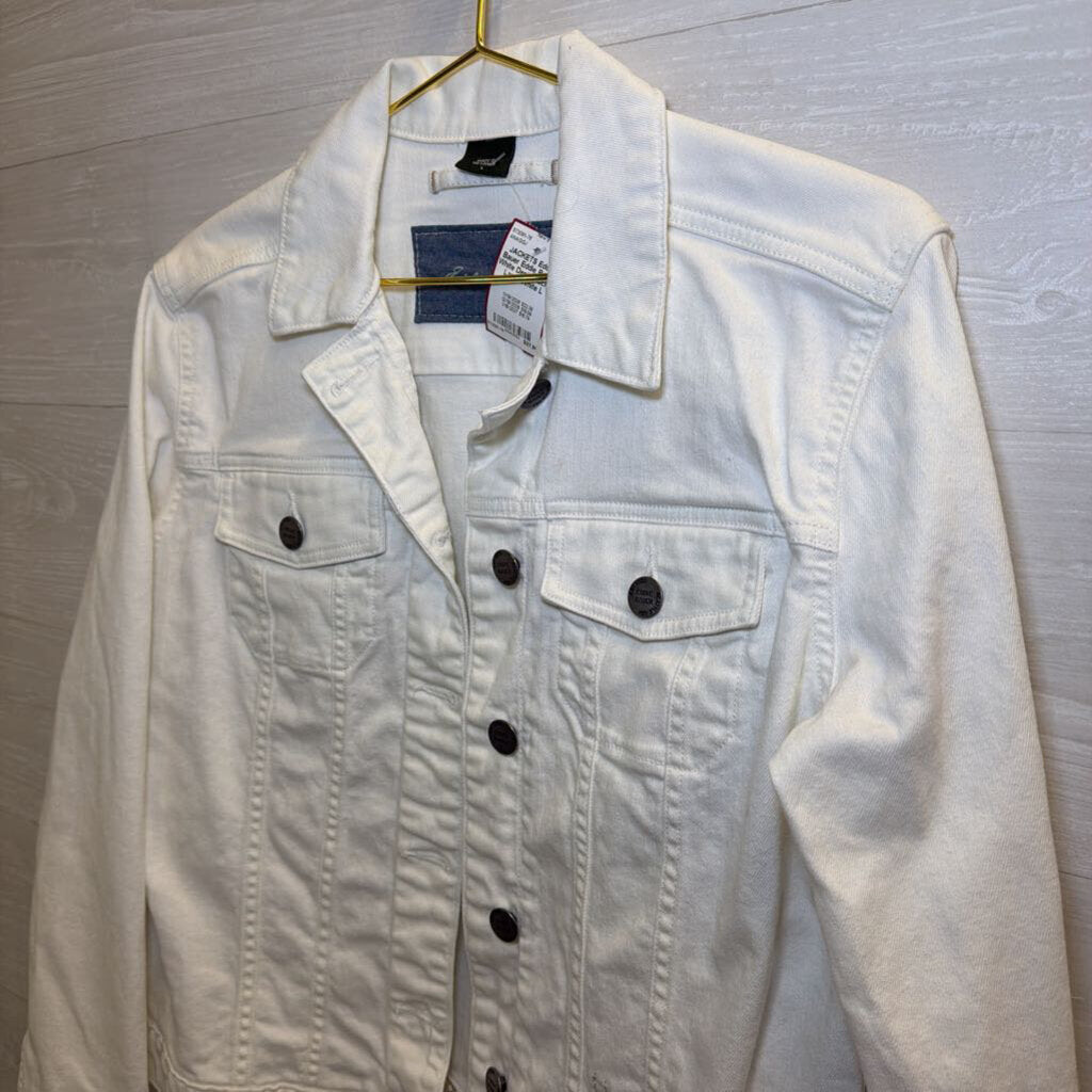 Eddie Bauer White Denim Jacket Large