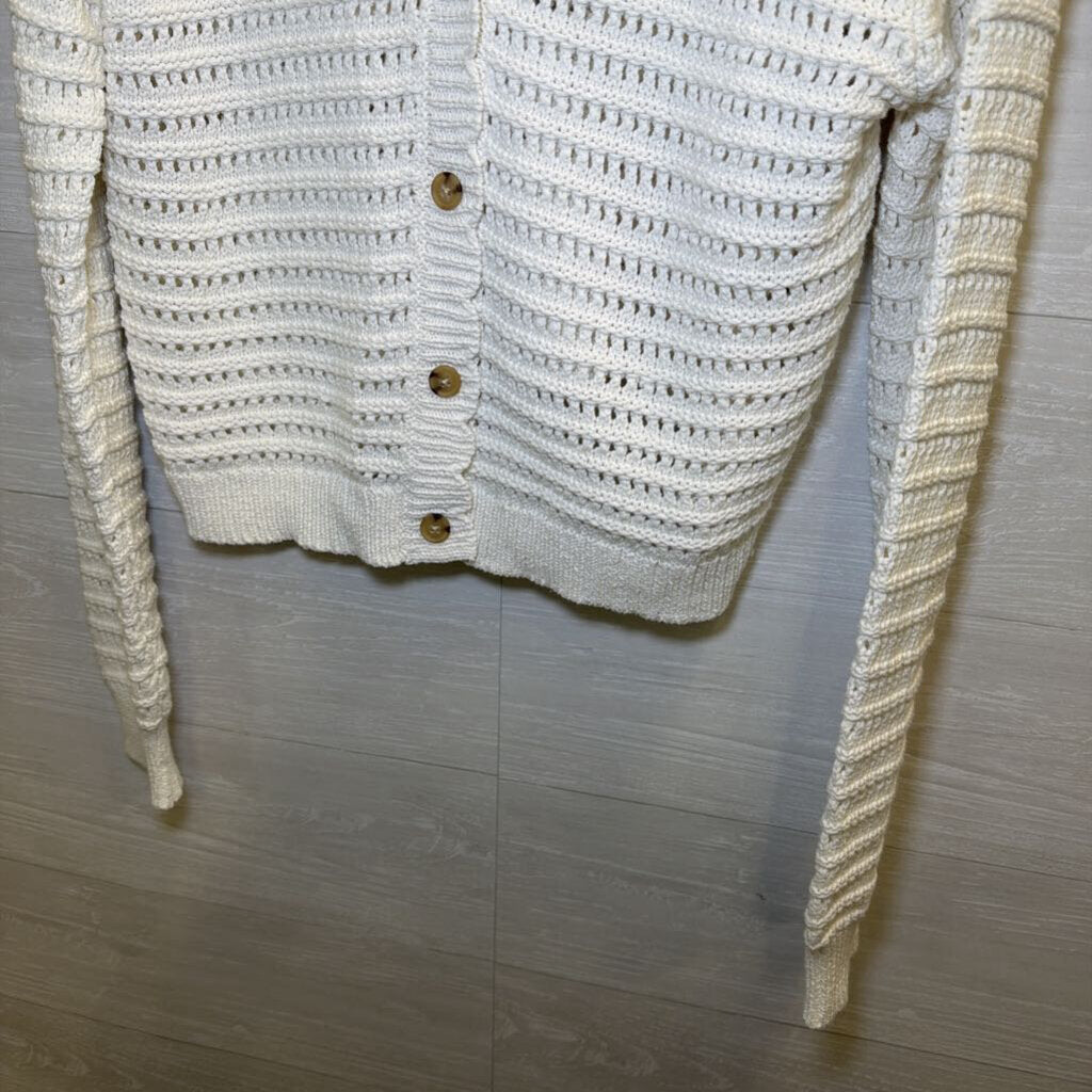 Lucky Brand White Open Knit Cardigan Sweater Medium