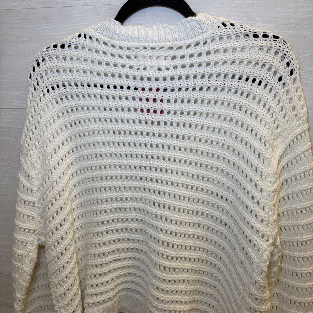 Lucky Brand White Open Knit Cardigan Sweater Medium