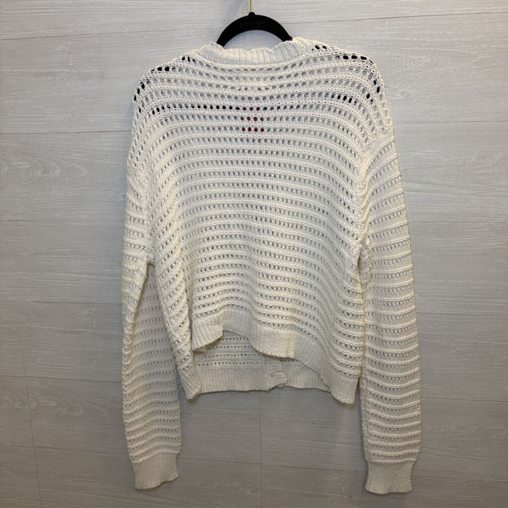 Lucky Brand White Open Knit Cardigan Sweater Medium