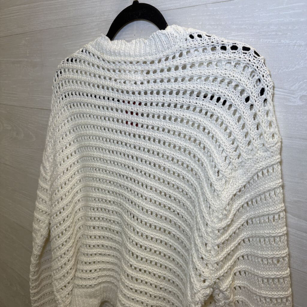Lucky Brand White Open Knit Cardigan Sweater Medium