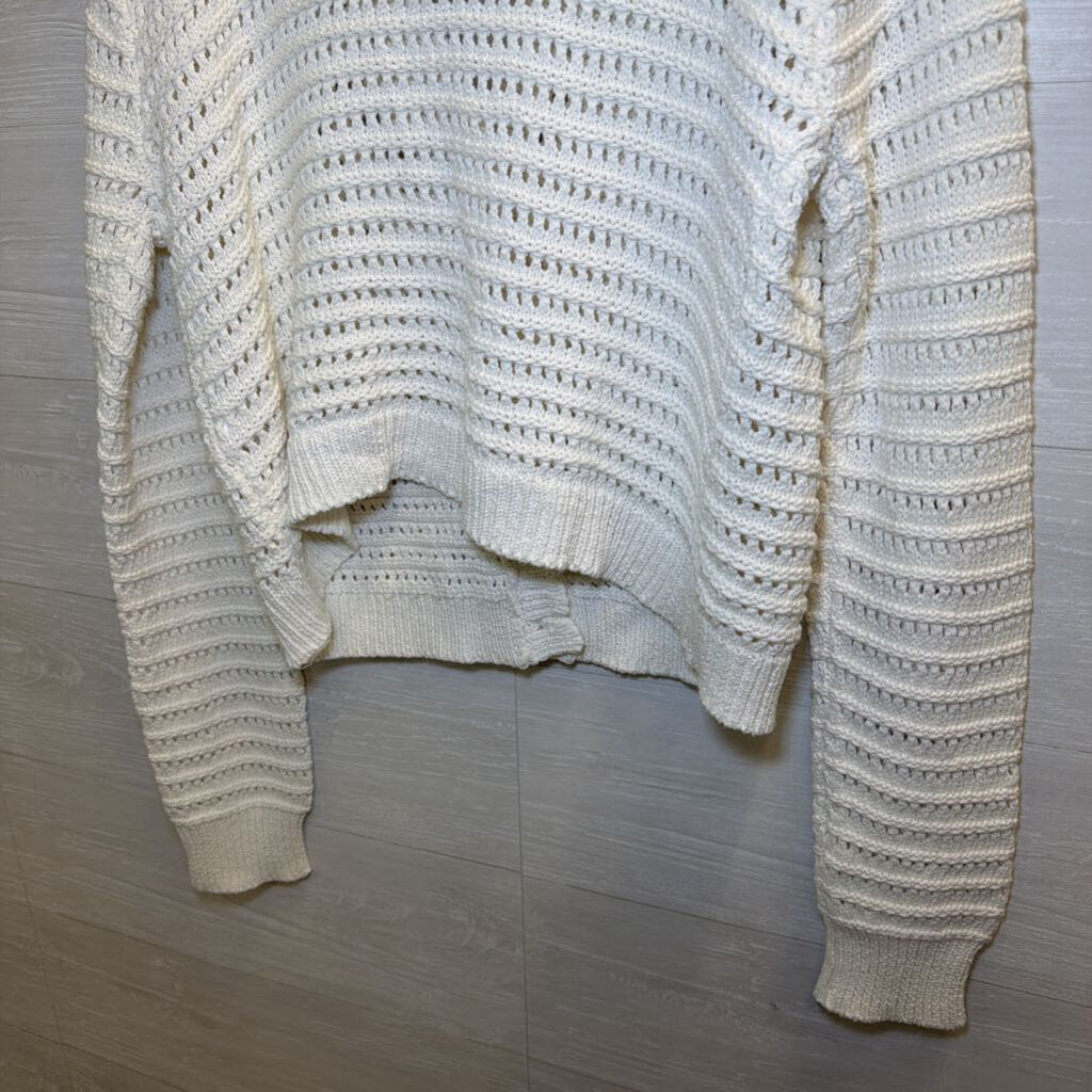 Lucky Brand White Open Knit Cardigan Sweater Medium