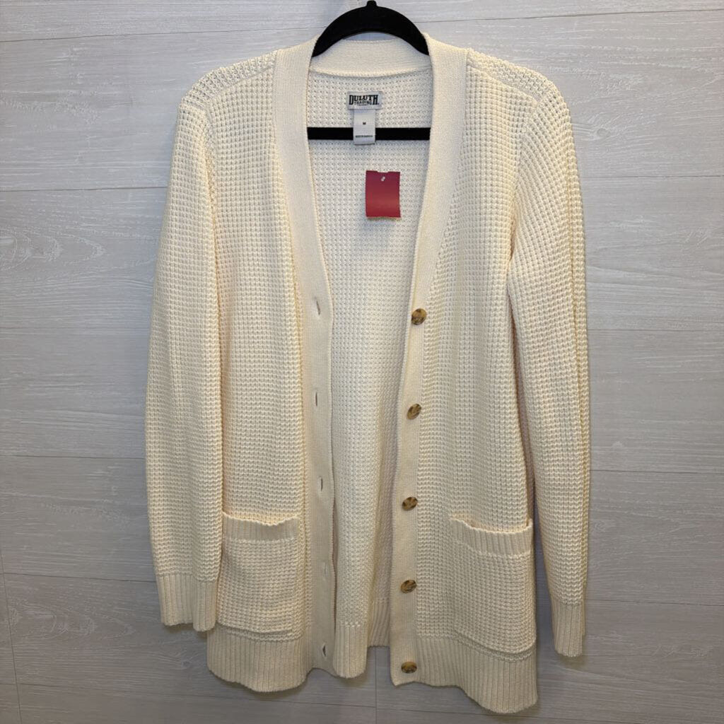 Duluth Trading Co Cream Knit Cardigan Sweater Medium