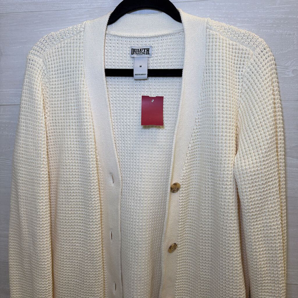 Duluth Trading Co Cream Knit Cardigan Sweater Medium