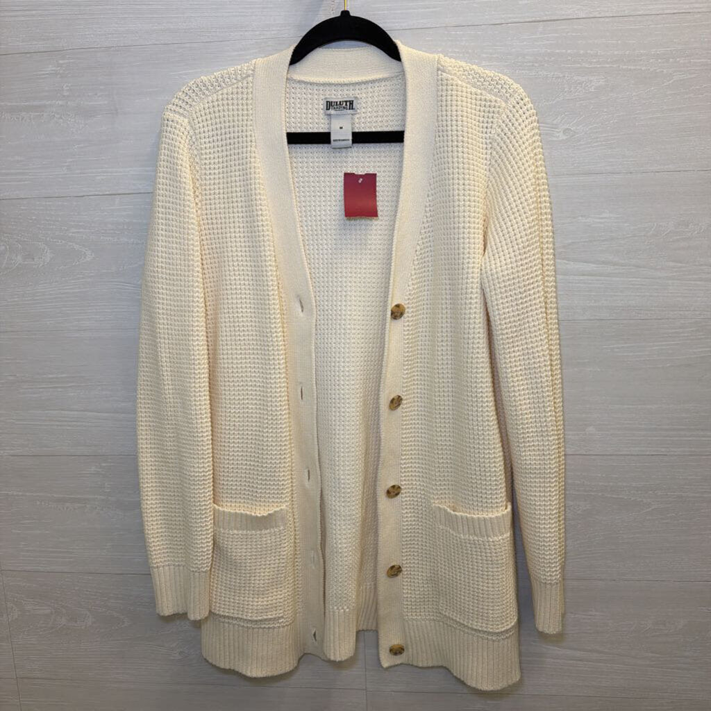 Duluth Trading Co Cream Knit Cardigan Sweater Medium