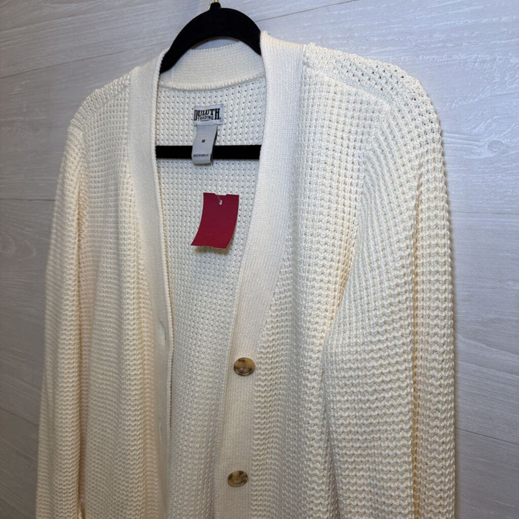 Duluth Trading Co Cream Knit Cardigan Sweater Medium