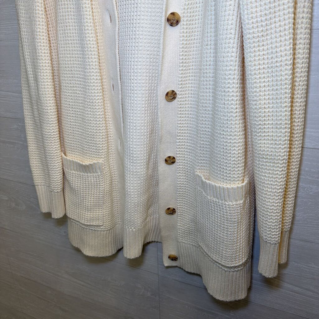 Duluth Trading Co Cream Knit Cardigan Sweater Medium
