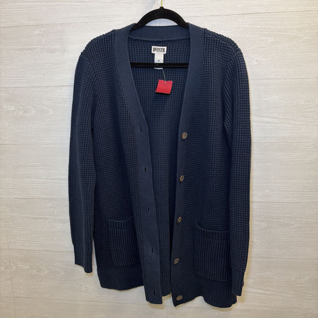 Duluth Trading Co Navy Knit Cardigan Sweater Medium