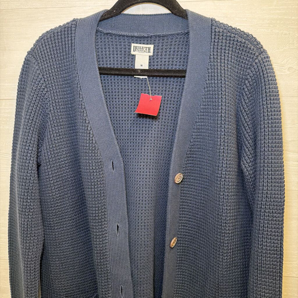 Duluth Trading Co Navy Knit Cardigan Sweater Medium