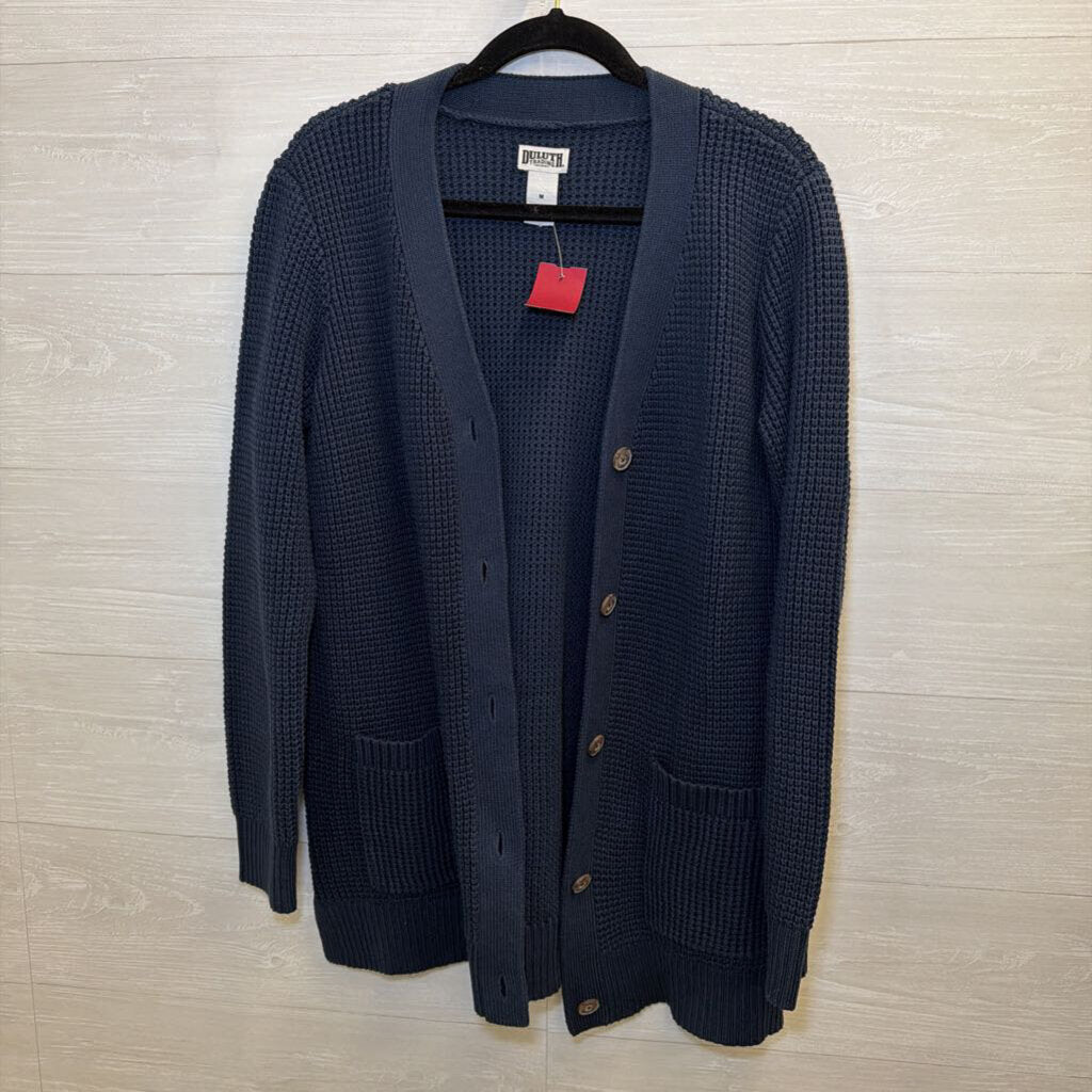 Duluth Trading Co Navy Knit Cardigan Sweater Medium