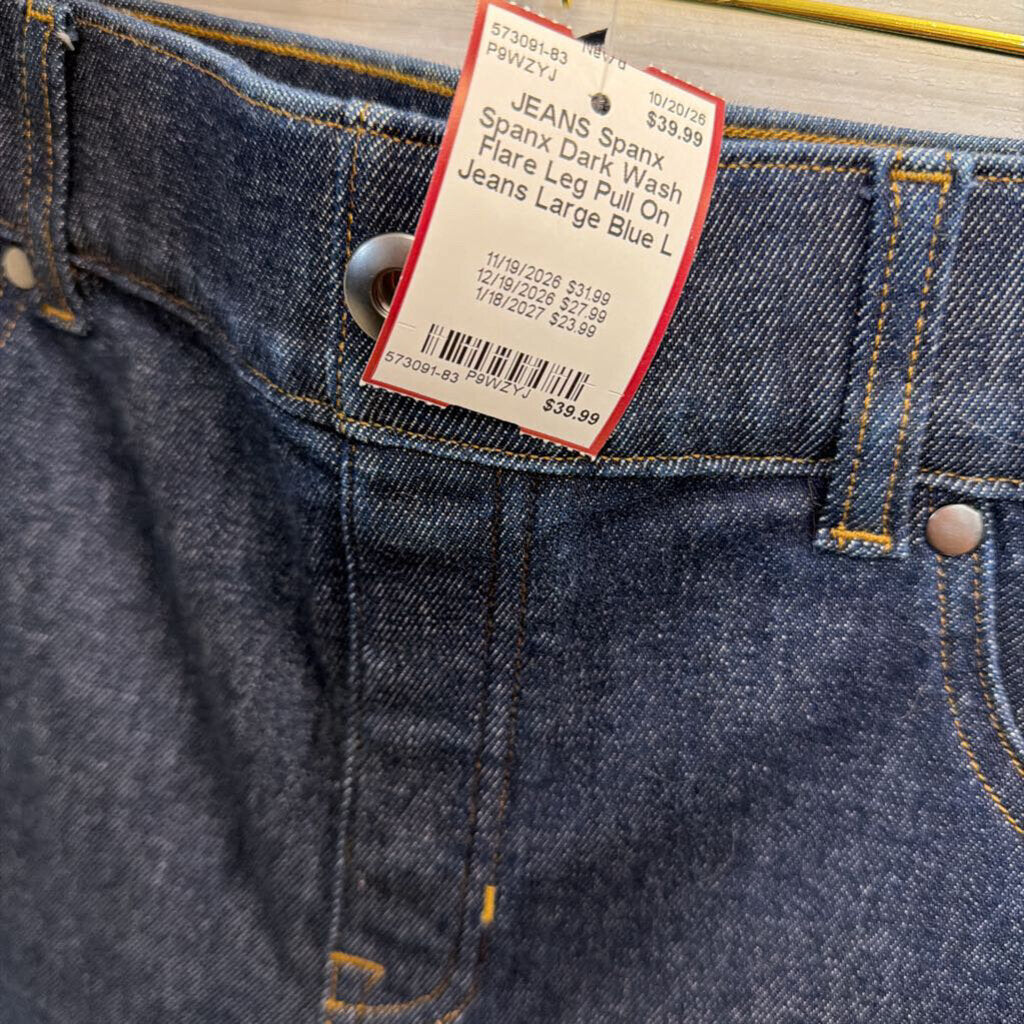 Spanx Dark Wash Flare Leg Pull On Jeans Large