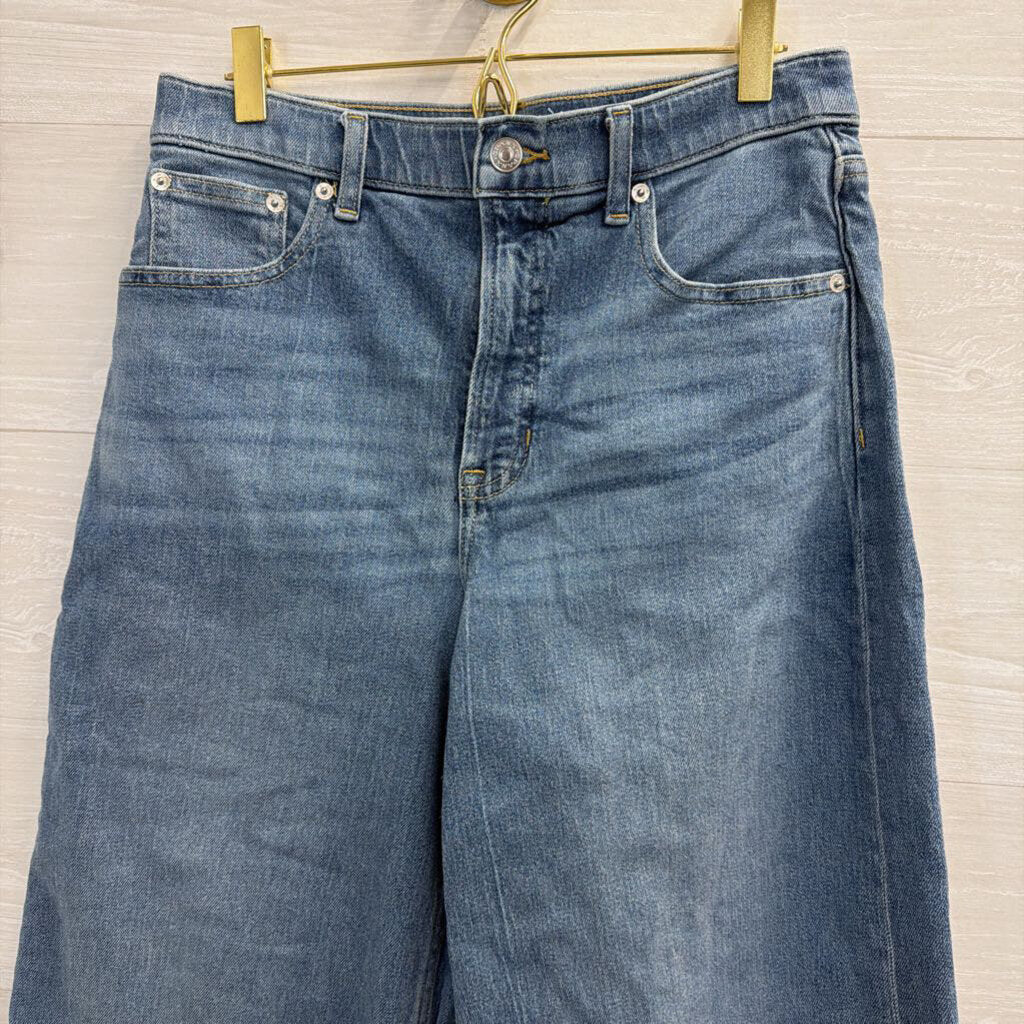 Spanx Medium Wash Cropped Wide Leg Jeans Medium