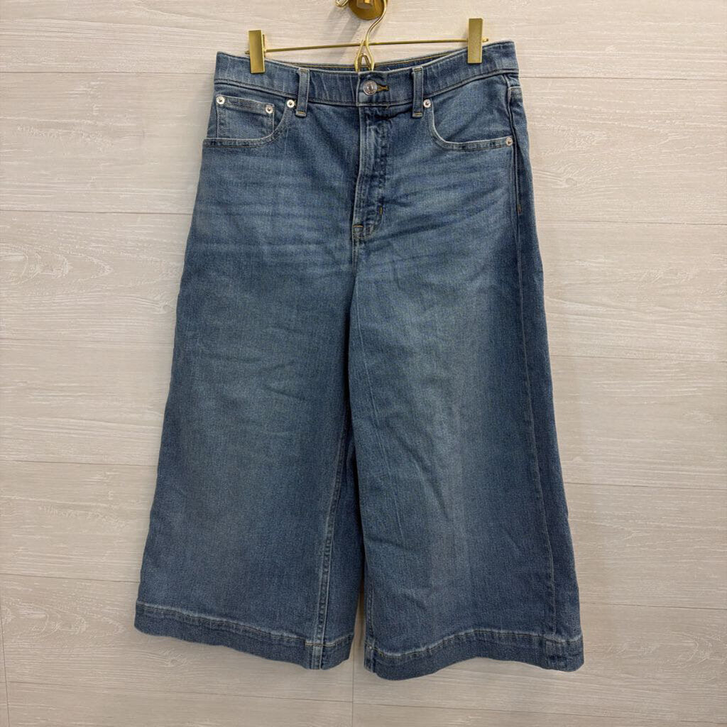 Spanx Medium Wash Cropped Wide Leg Jeans Medium