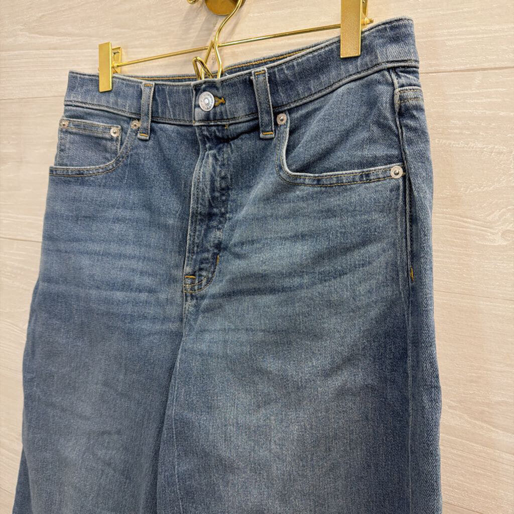 Spanx Medium Wash Cropped Wide Leg Jeans Medium
