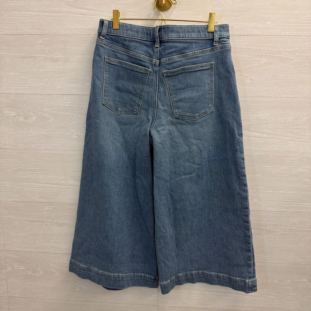 Spanx Medium Wash Cropped Wide Leg Jeans Medium