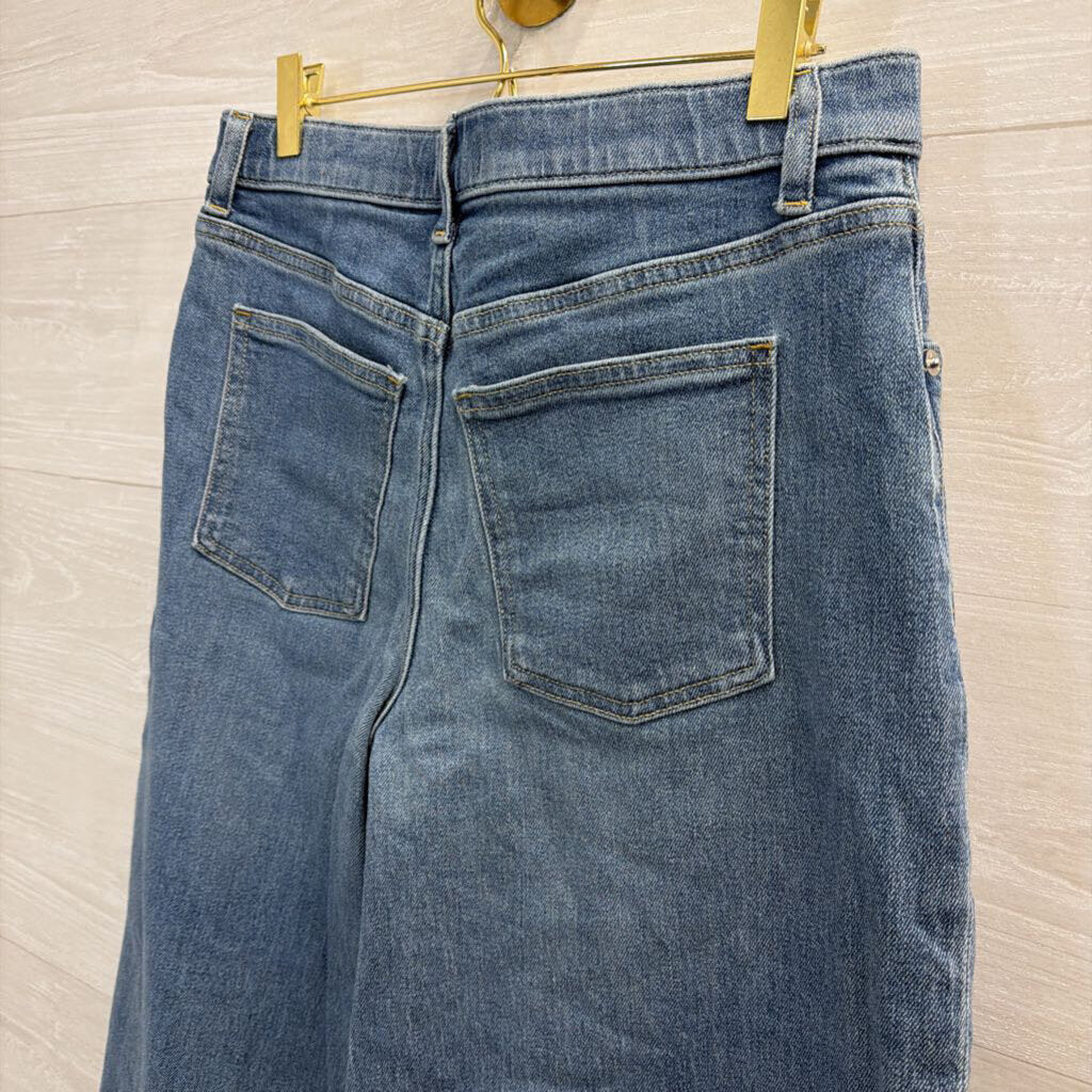 Spanx Medium Wash Cropped Wide Leg Jeans Medium