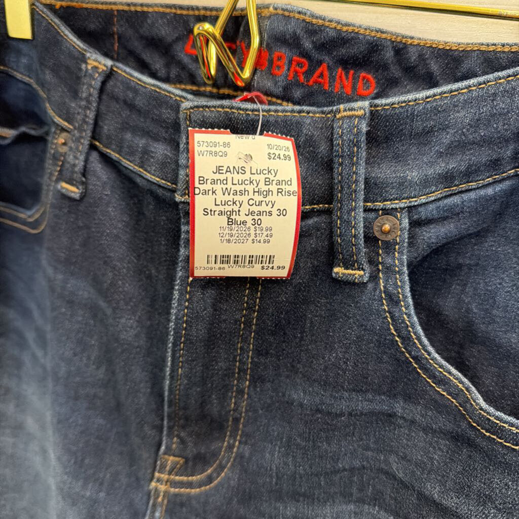 Lucky Brand Dark Wash High Rise Lucky Curvy Straight Jeans 30