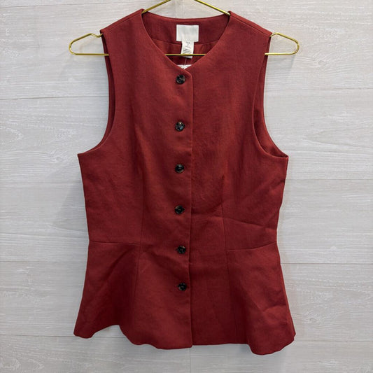 Brick Sleeveless Button Front Top Small