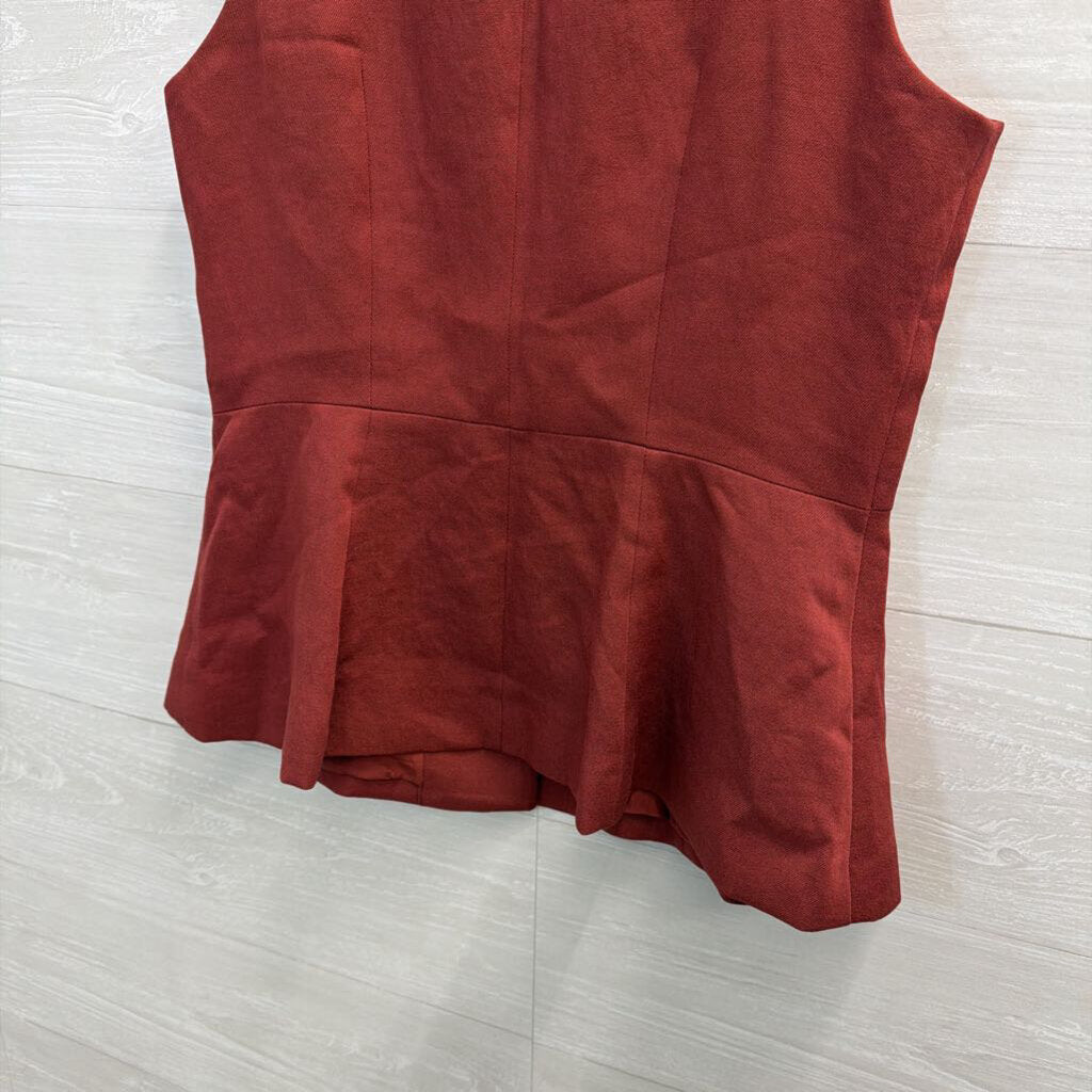 Brick Sleeveless Button Front Top Small