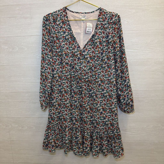 J. Crew White/Red/Green/Blue Floral Dress Extra Small
